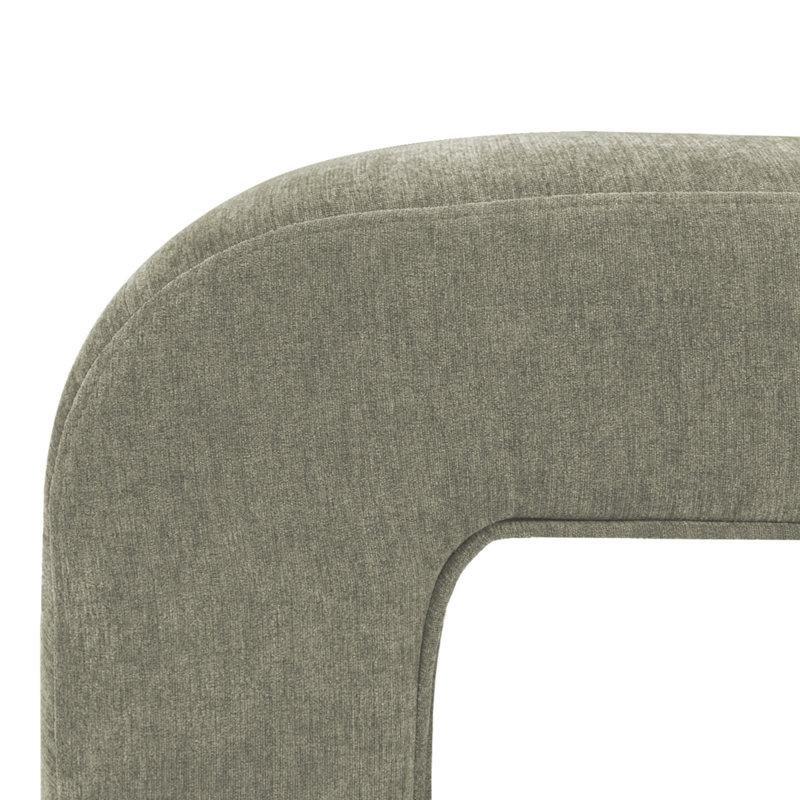 Zeytin Yeşili Şönil Kumaş Döşemeli Masif Ahşap Şelale Tasarım Bench - 120 cm - 164710