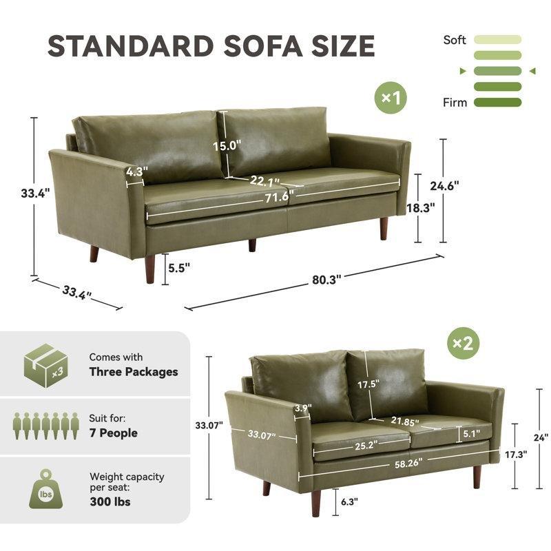 Zeytin Yeşili Suni Kürk Kumaş Masif Ahşap Ayaklı 7 Kişilik Koltuk Takımı - 191155