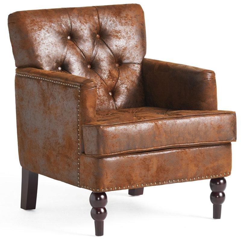 Zımba Detaylı Kapitoneli Masif Ahşap Ayaklı Tekli Koltuk - 204280