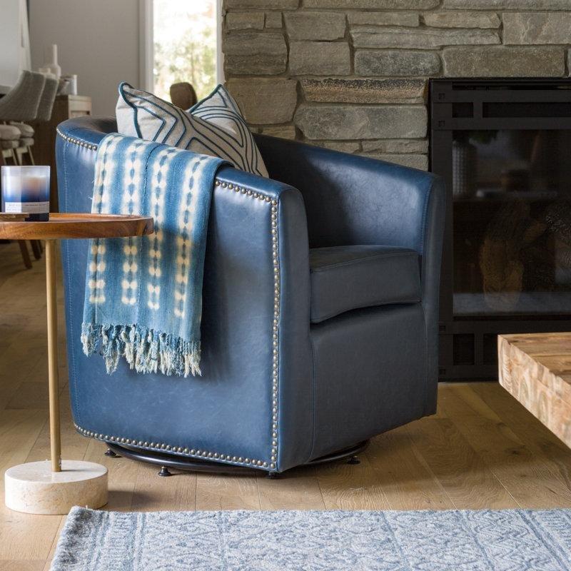 Zımba Detaylı Suni Deri Döner Fıçı Tekli Koltuk - 77x75 cm - 204411