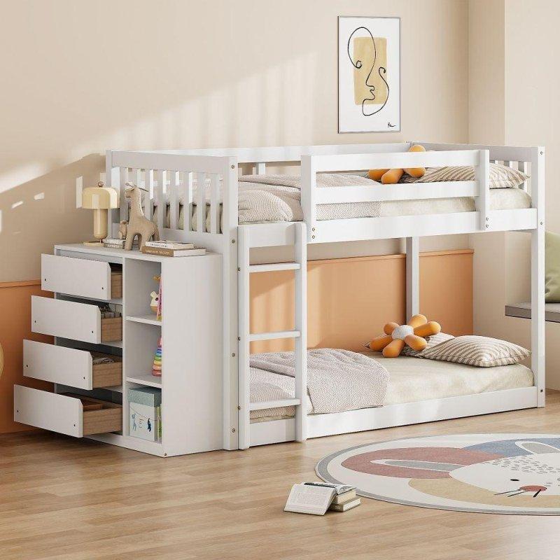 4 Çekmeceli ve 3 Raflı Masif Ahşap Genç Odası Ranza - 249989