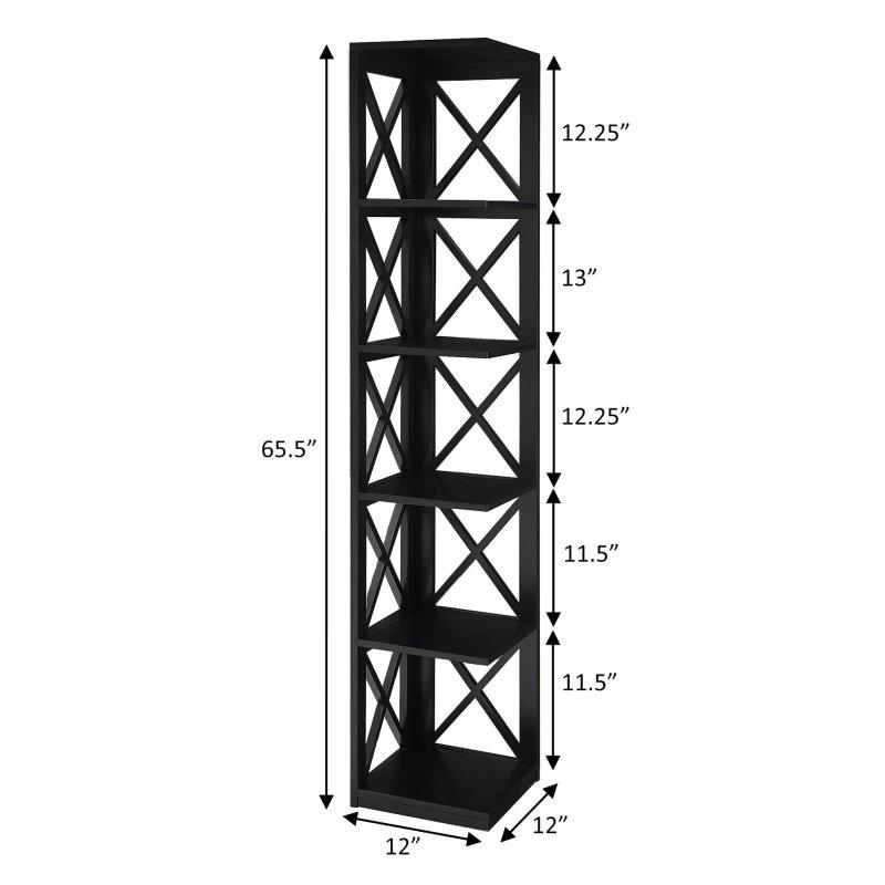 5 Raflı MDF X Tasarımlı Köşe Kitaplık - 317004