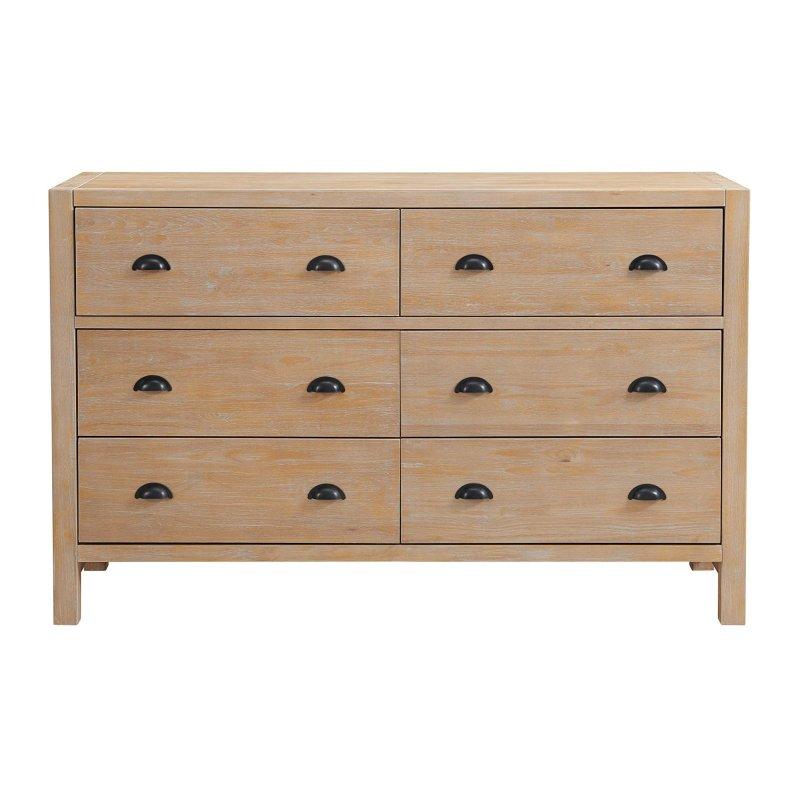Açık Ahşap Masif Çam 6 Çekmeceli Rustik Şifonyer - 143 cm - 302327