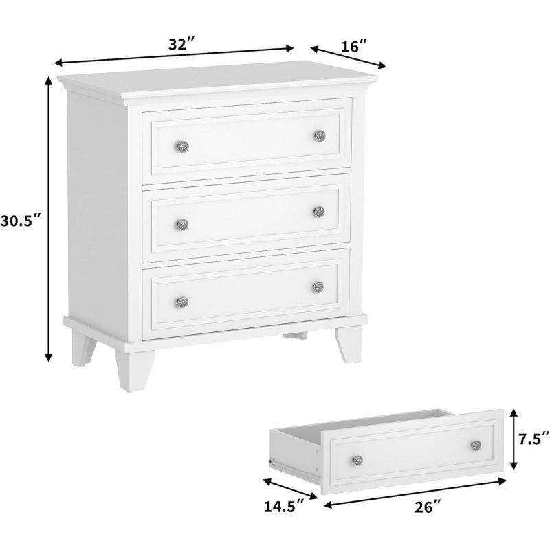 Açık Ahşap MDF 3 Çekmeceli Vintage Kulplu Şifonyer - 82x41x78 cm - 300952