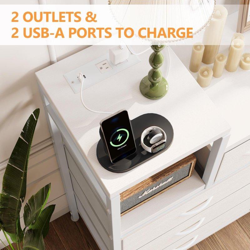 Açık Ahşap Tonlu MDF Prizli ve USB Portlu 9 Çekmeceli Şifonyer - 301832