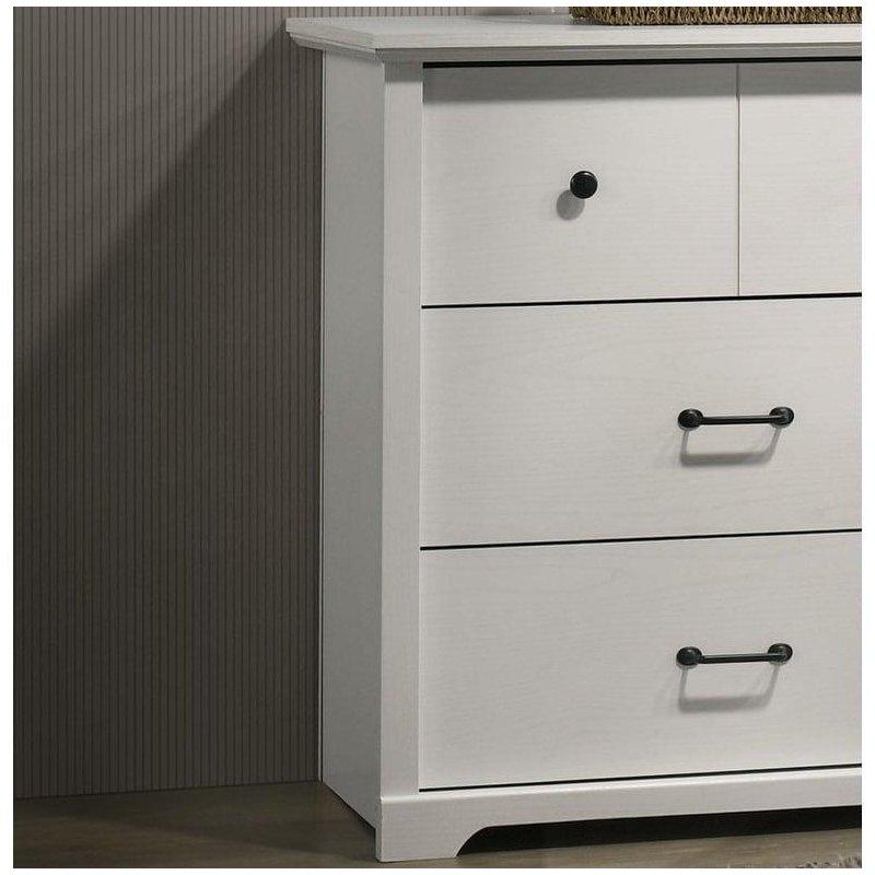 Açık Ahşap Tonu Laminat 6 Çekmeceli Siyah Metal Kulplu Şifonyer - 145 cm - 311851