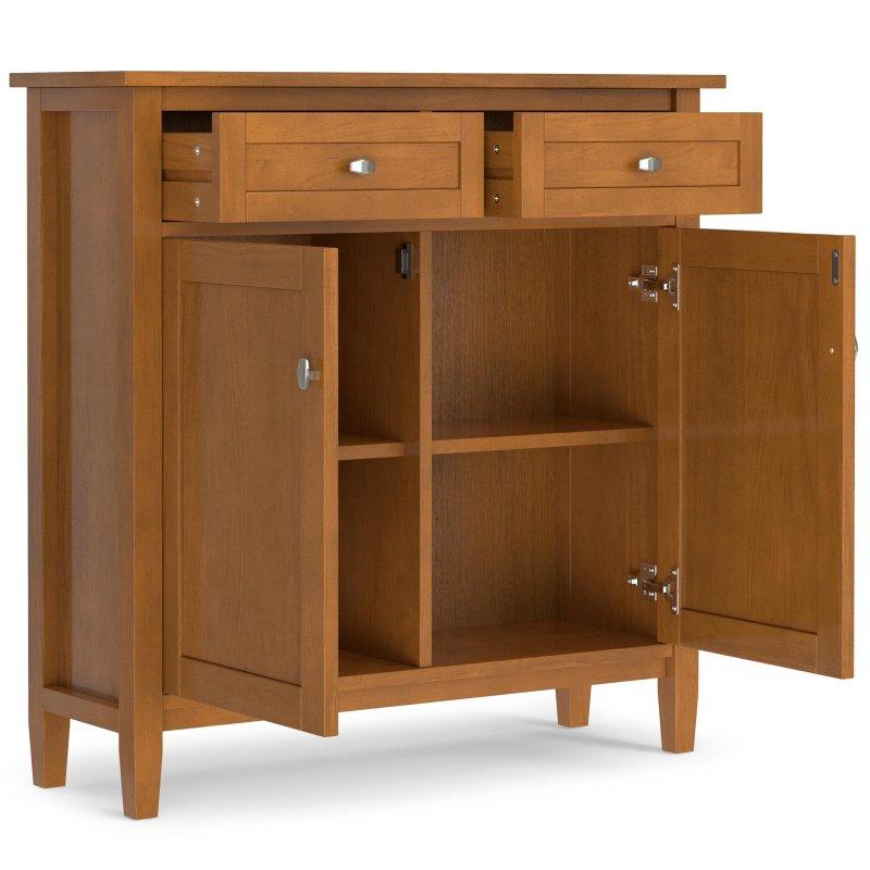 Açık Altın Kahverengi Masif Çam Shaker Tarzı 2 Çekmeceli Kapaklı Kitaplık - 92 cm - 317025
