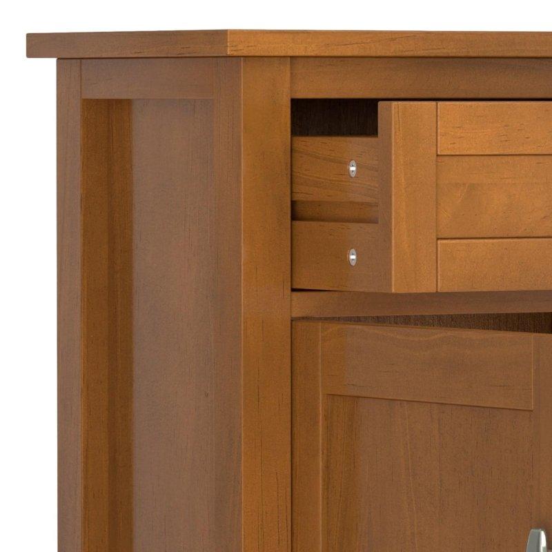 Açık Altın Kahverengi Masif Çam Shaker Tarzı 2 Çekmeceli Kapaklı Kitaplık - 92 cm - 317025