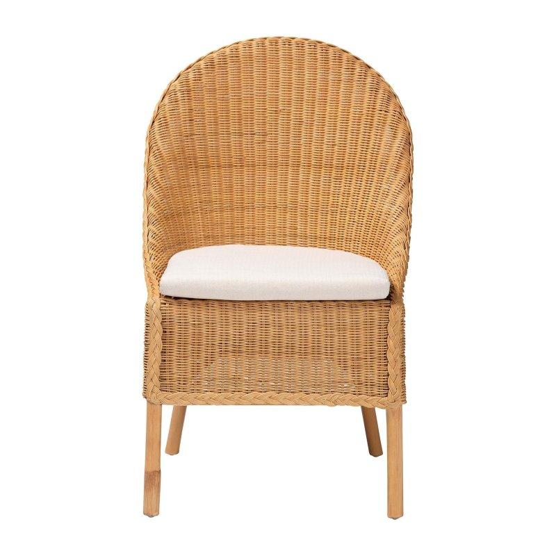 Açık Bal Rengi Doğal Rattan Bohem Tasarım Minderli Rattan Sandalye - 56x56x93 cm - 252659