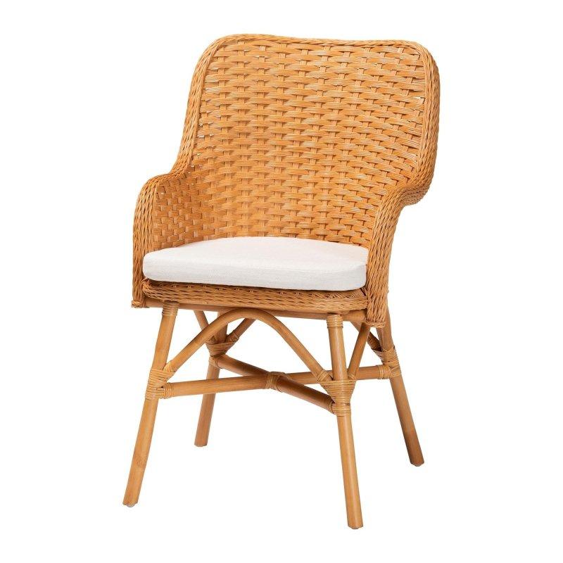 Açık Bal Rengi Doğal Rattan Örgü Detaylı Bohem Yemek Sandalyesi - 55x65x88 cm - 251547