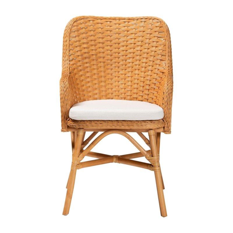 Açık Bal Rengi Doğal Rattan Örgü Detaylı Bohem Yemek Sandalyesi - 55x65x88 cm - 251547