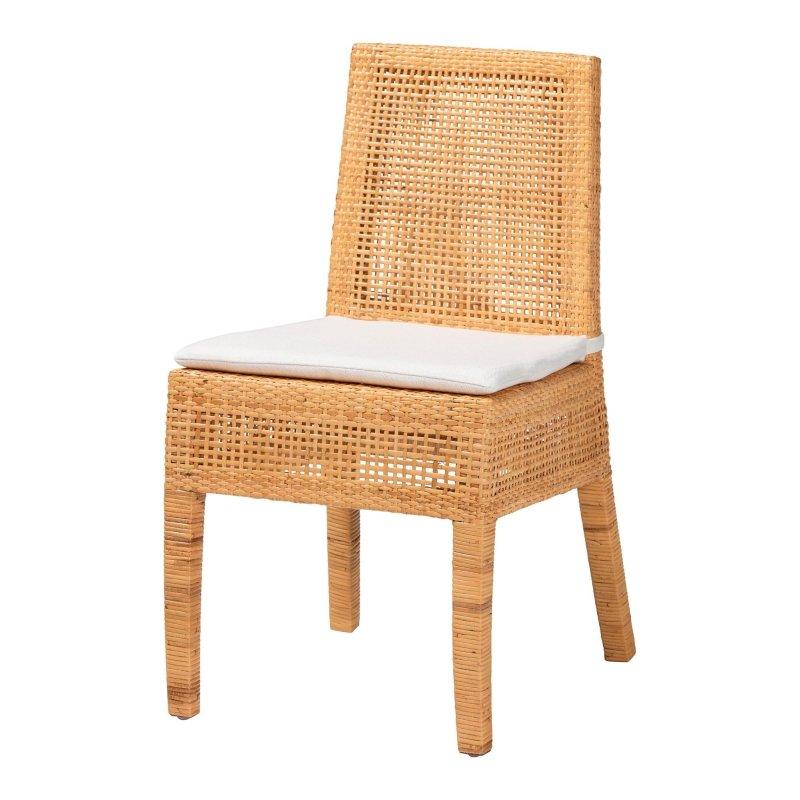 Açık Bal Rengi Maun Ağacı El Örgüsü Minderli Rattan Sandalye - 252362