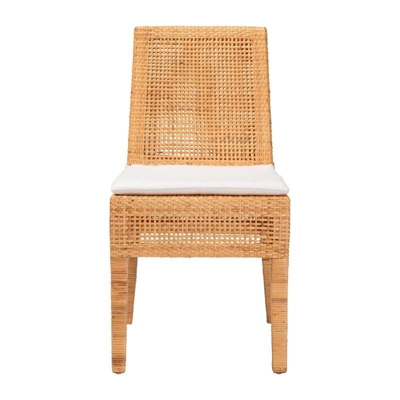 Açık Bal Rengi Maun Ağacı El Örgüsü Minderli Rattan Sandalye - 252362