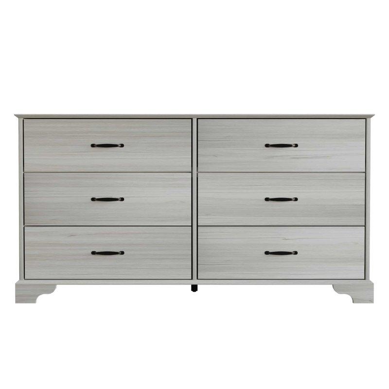 Açık Gri Ahşap 6 Çekmeceli Metal Kulplu Şifonyer - 134x71x39 cm - 300679