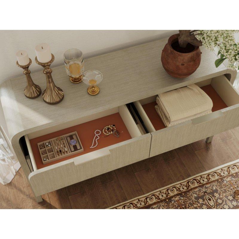 Açık Gri Ahşap Yuvarlak Köşeli 6 Çekmeceli Şifonyer - 152 cm - 299548