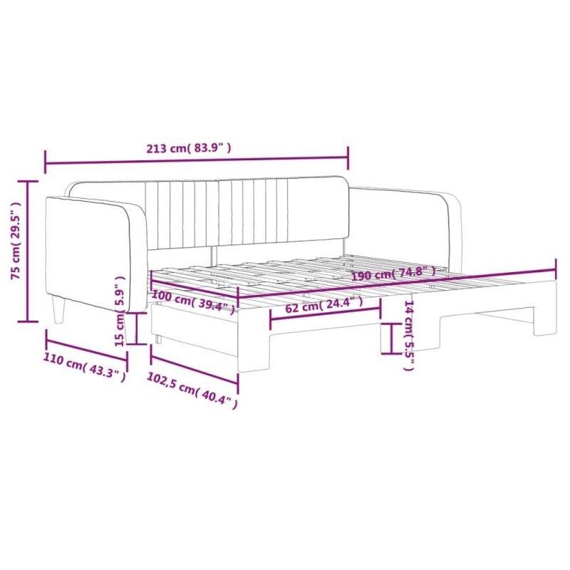 Açık Gri Kadife Masif Ahşap Yavru Yataklı Daybed Karyola - 330128