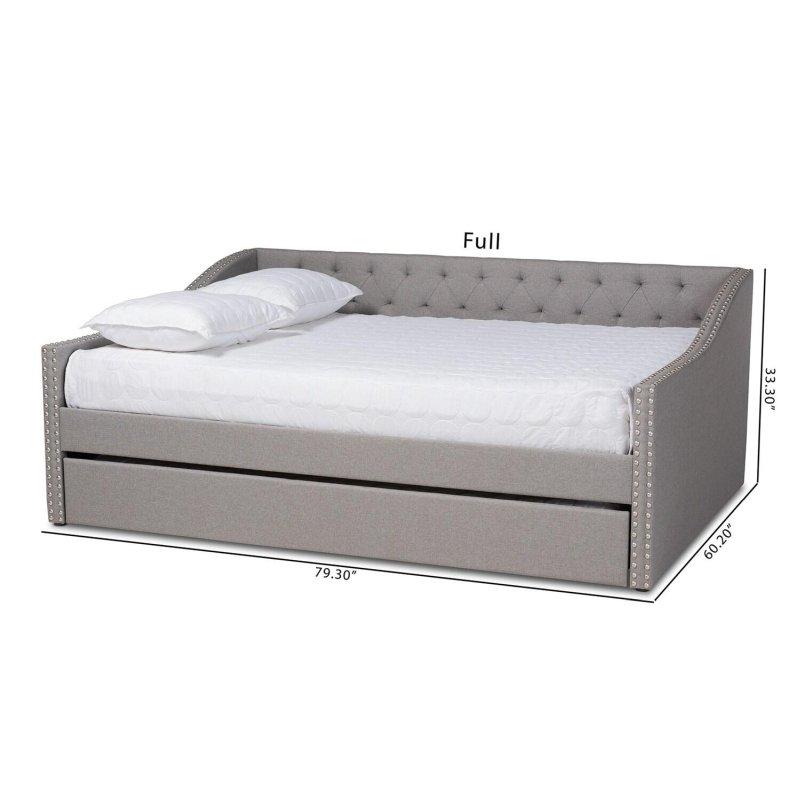 Açık Gri Kumaş Döşemeli Kapitoneli Yavru Yataklı Daybed Karyola - 329639
