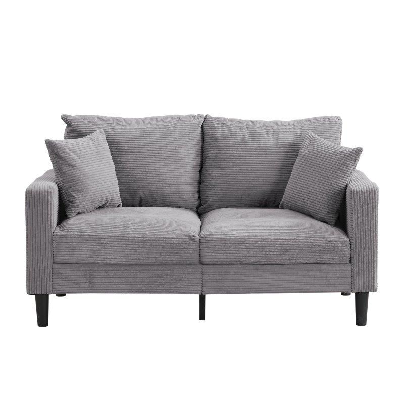 Açık Gri Kumaş Masif Ahşap İskeletli Modern İkili Bohem Koltuk - 148 cm - 287182
