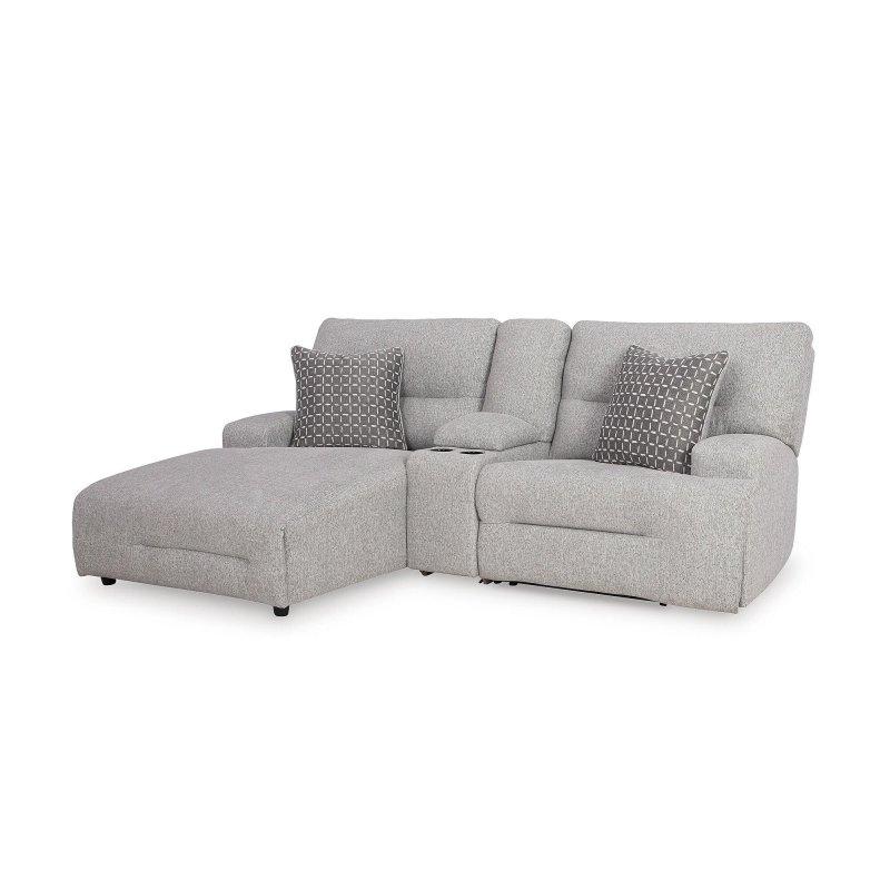 Açık Gri Polyester Elektrikli Mekanizmalı Modüler Şezlonglu Köşe Koltuk - 239x178 cm - 257986