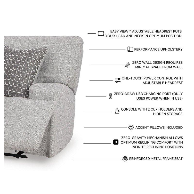 Açık Gri Polyester Elektrikli Mekanizmalı Modüler Şezlonglu Köşe Koltuk - 239x178 cm - 257986