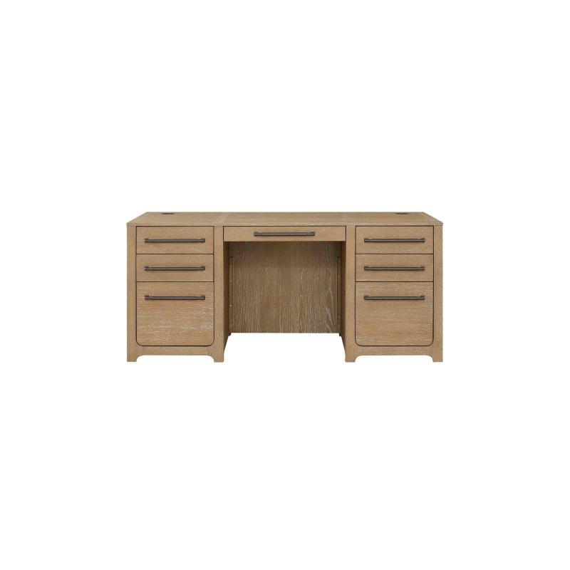 Açık Kahverengi Ahşap Çift Kaideli Ofis Masası - 173x72 cm - 327965