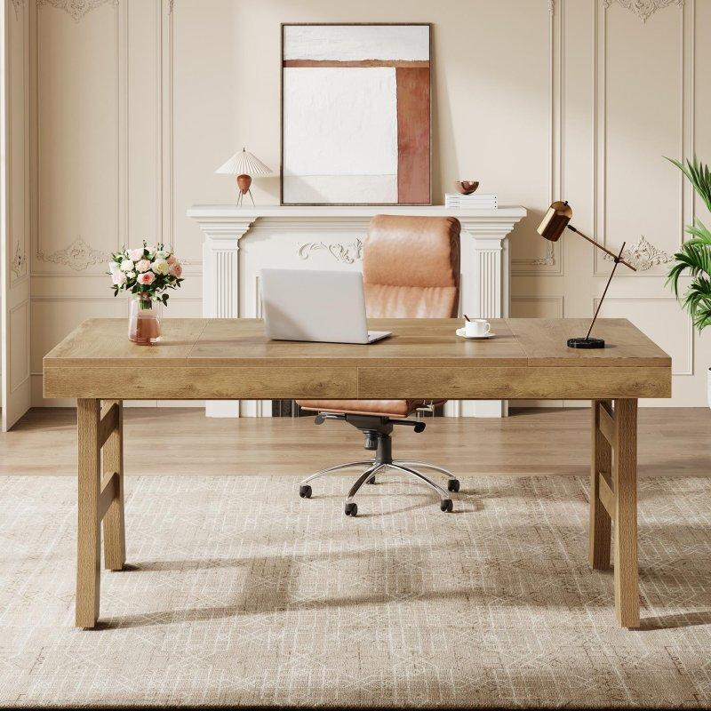 Açık Kahverengi Ahşap Dikdörtgen Geniş Ofis Masası - 161x81 cm - 328195