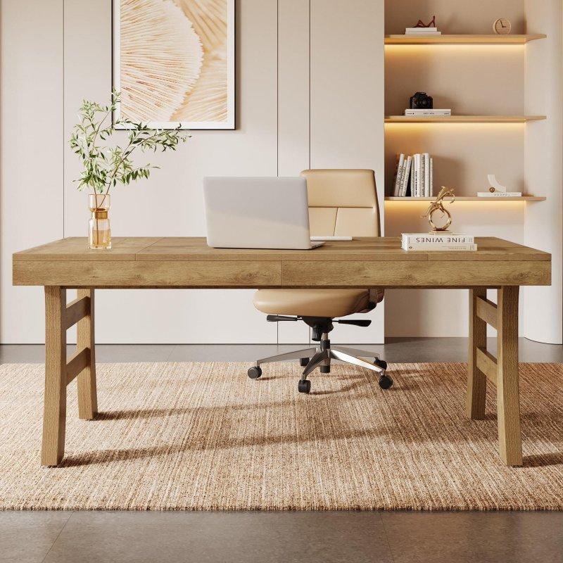 Açık Kahverengi Ahşap Geniş Dikdörtgen Ofis Masası - 161x81 cm - 327319