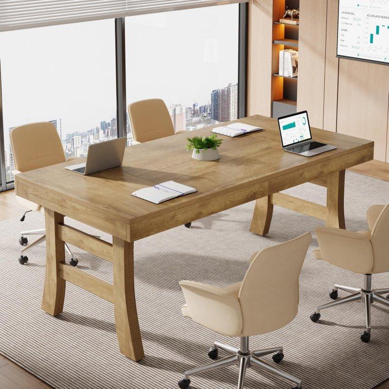 Açık Kahverengi Ahşap Geniş Dikdörtgen Ofis Masası - 161x81 cm - 327319