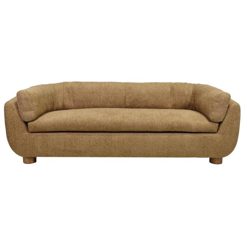 Açık Kahverengi Çam Ahşap Yuvarlak Kollu Çıkarılabilir Minderli Bohem Koltuk - 221x89x74 cm - 279619