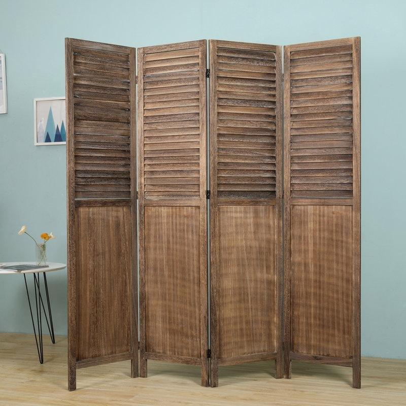 Açık Kahverengi Masif Ahşap Katlanır Paravan - 173x178 cm - 321220