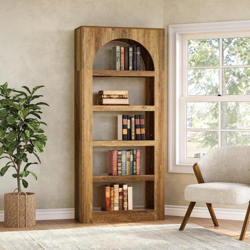 Açık Kahverengi MDF Kemerli 5 Raflı Kitaplık - 81x30x180 cm - 318105