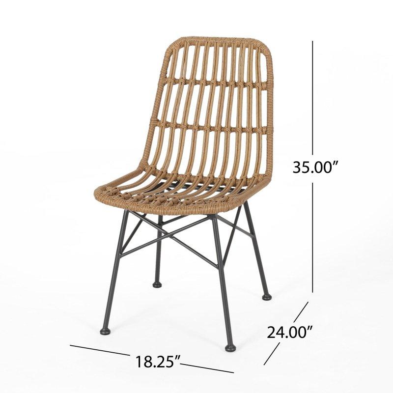 Açık Kahverengi Metal Ayaklı Modern Rattan Sandalye - 251665