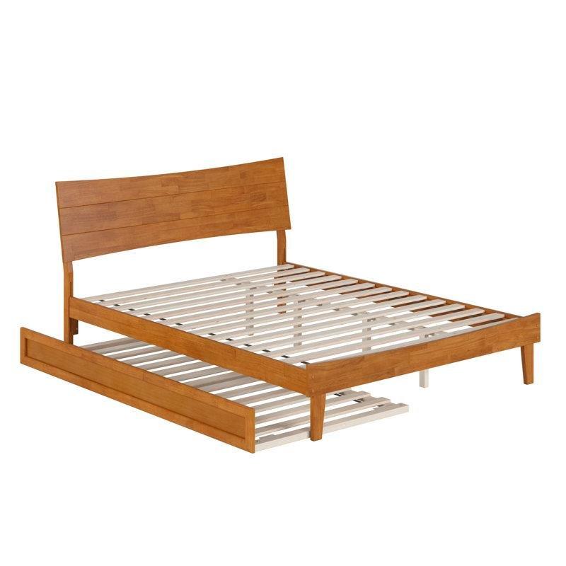 Açık Karamel Masif Ahşap Panelli Başlıklı Yavru Yataklı Karyola - 328978