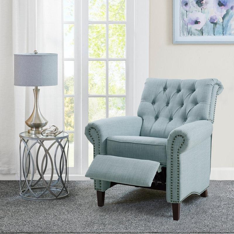 Açık Mavi Polyester Kumaş Kapitoneli Zımba Detaylı Manuel Mekanizmalı Baba Koltuğu - 82x99 cm - 322197