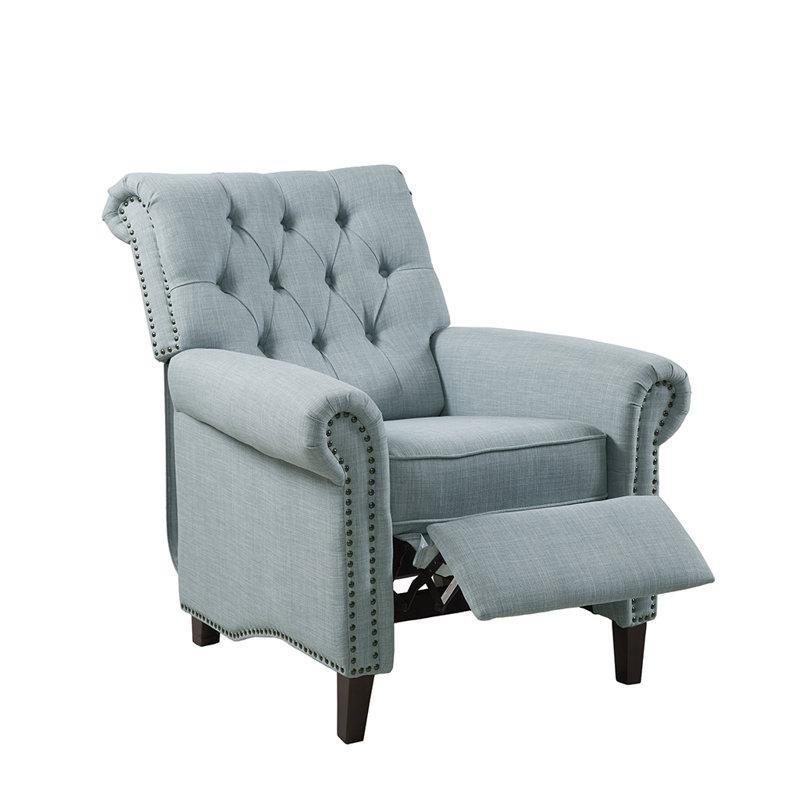 Açık Mavi Polyester Kumaş Kapitoneli Zımba Detaylı Manuel Mekanizmalı Baba Koltuğu - 82x99 cm - 322197