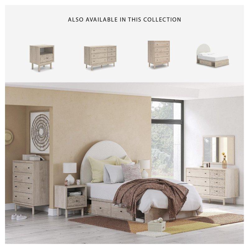 Açık Meşe Rengi Çiçek Desenli 6 Çekmeceli MDF Şifonyer - 129x88x50 cm - 300766