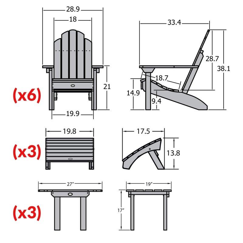 Adirondack Tarzı Ahşap Görünümlü 12 Parça Poli Malzeme Bahçe Takımı - 267894 Adirondack Tarzı Ahşap Görünümlü 12 Parça Poli Malzeme Bahçe Takımı - 267894