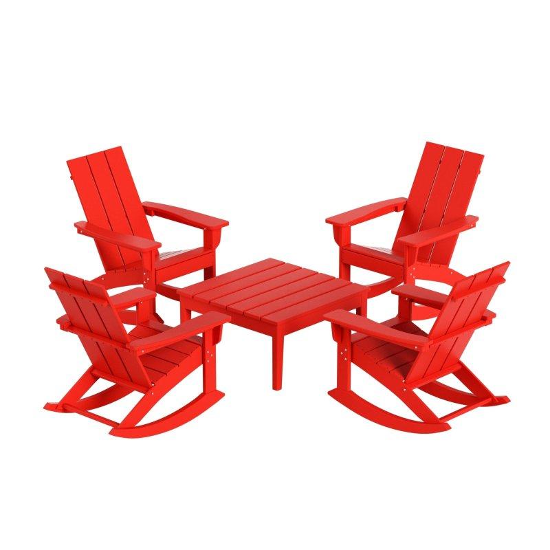 Adirondack Tarzı Sallanır 5 Parça Plastik Bahçe Takımı - 276245