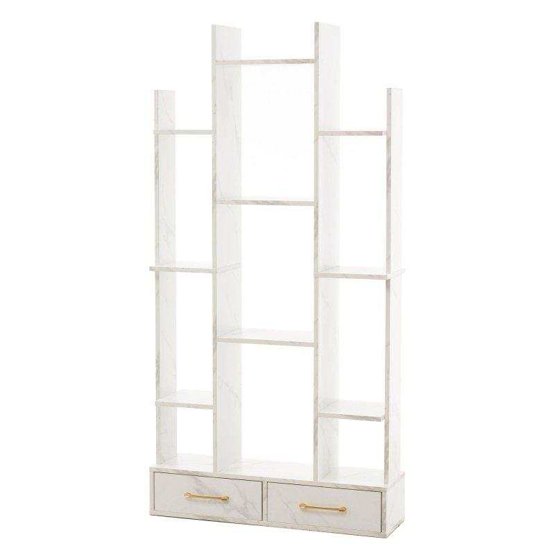 Ahşap 2 Çekmeceli 9 Raflı Dağ Tasarımlı Kitaplık - 170 cm - 312416