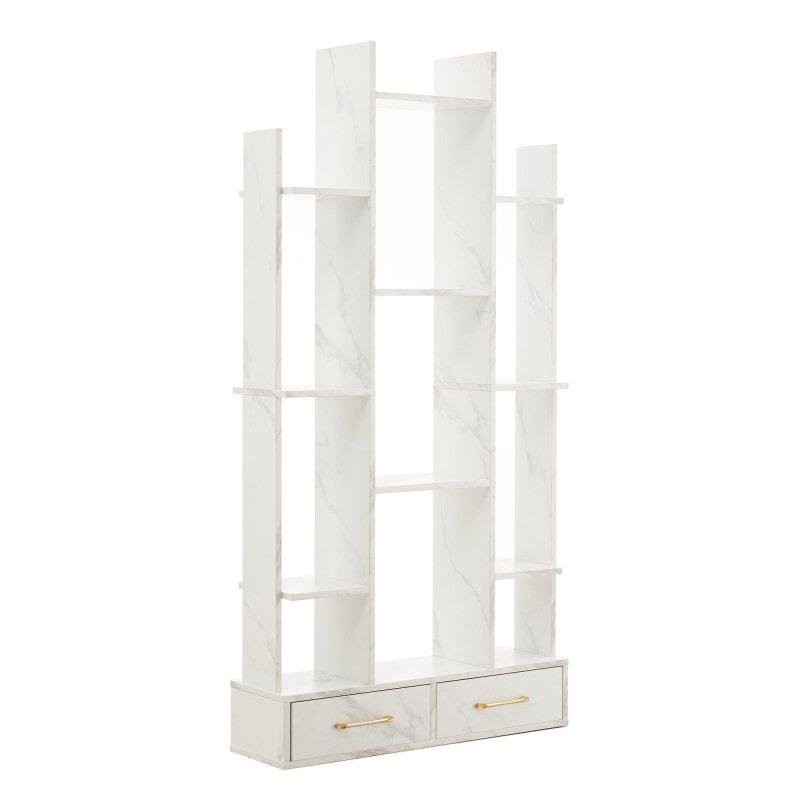 Ahşap 2 Çekmeceli 9 Raflı Dağ Tasarımlı Kitaplık - 170 cm - 312416