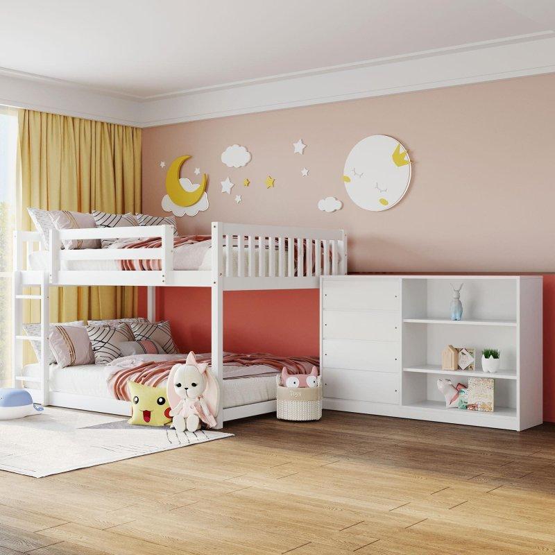 Ahşap 4 Çekmeceli ve 3 Raflı Geniş Ranza - 250546