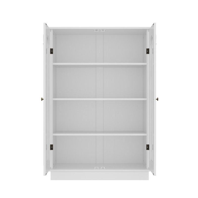 Ahşap 4 Raflı Yivli Detaylı Cam Kapaklı Kitaplık - 120x80 cm - 238366