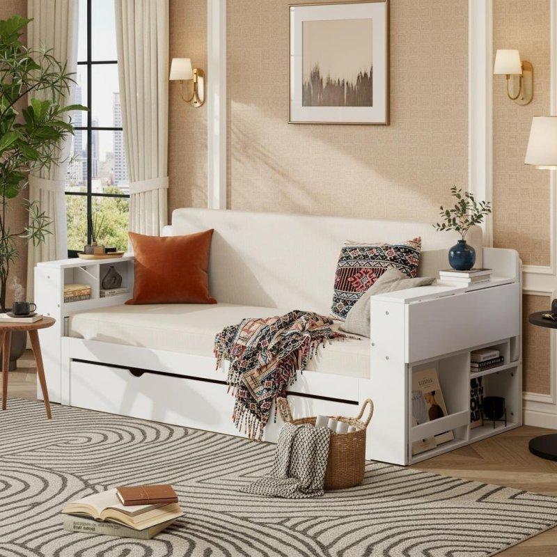 Ahşap 4ü 1 Arada Katlanır Masalı ve Çekmeceli Daybed Karyola - 330448