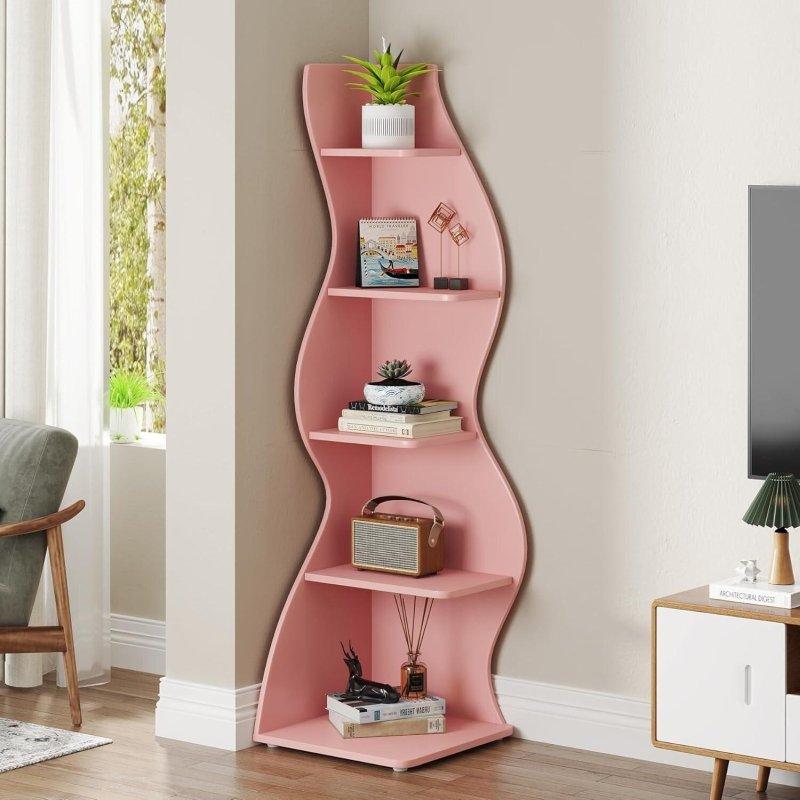 Ahşap 5 Raflı Modern Köşe Kitaplık - 318929