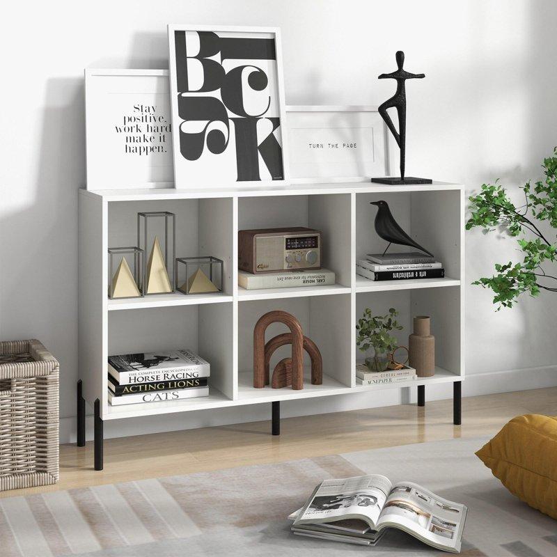 Ahşap 6 Küp Raflı Ayarlanabilir Kitaplık - 120x36x81 cm - 315630