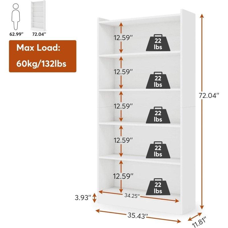 Ahşap 6 Raflı Açık Kitaplık - 183 cm - 318922