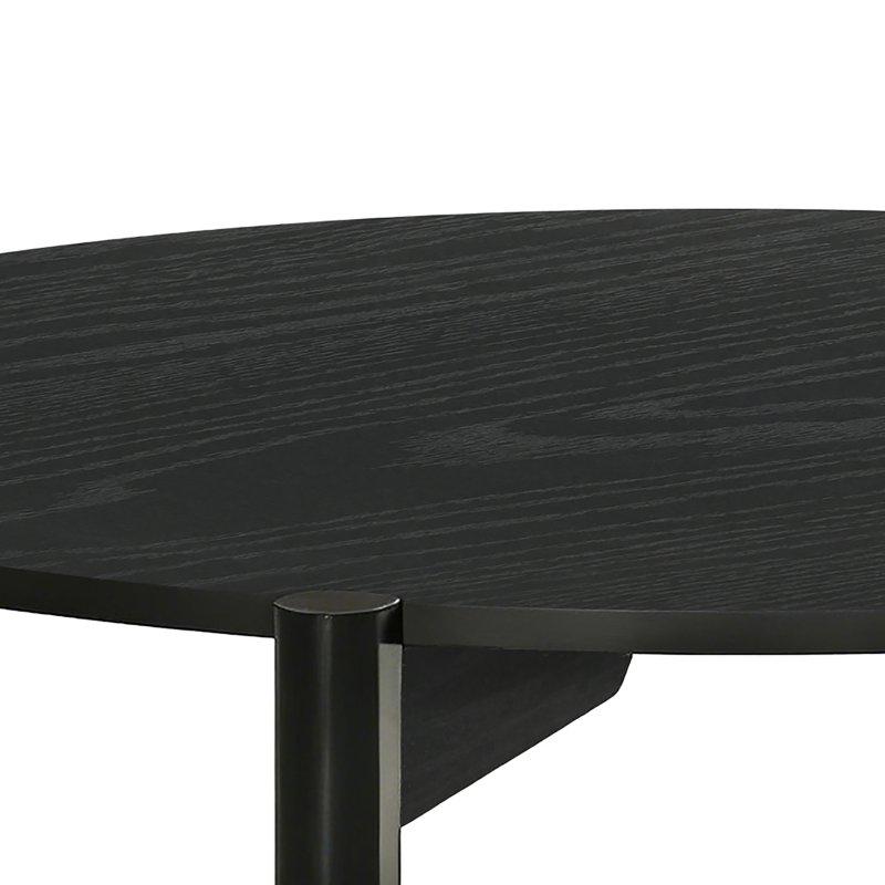 Ahşap Alt Raflı Yuvarlak Orta Sehpa - 88 cm - 242894