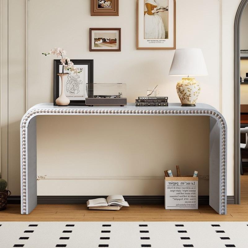 Ahşap Boncuk Detaylı Kavisli Şelale Tasarım MDF Dresuar - 122 cm - 332853