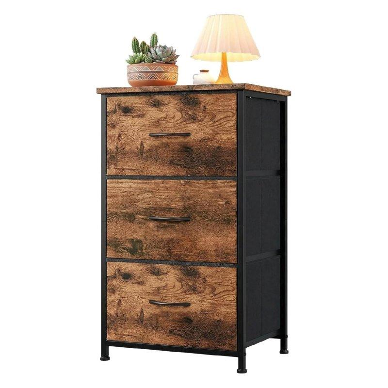 Ahşap Desenli MDF 3 Kumaş Çekmeceli Kompakt Şifonyer - 42x30x72 cm - 295785