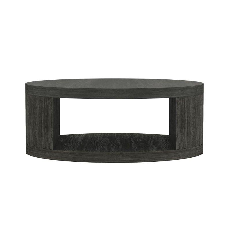 Ahşap Desenli MDF Dahili Depolamalı Yuvarlak Orta Sehpa - 92 cm - 243383